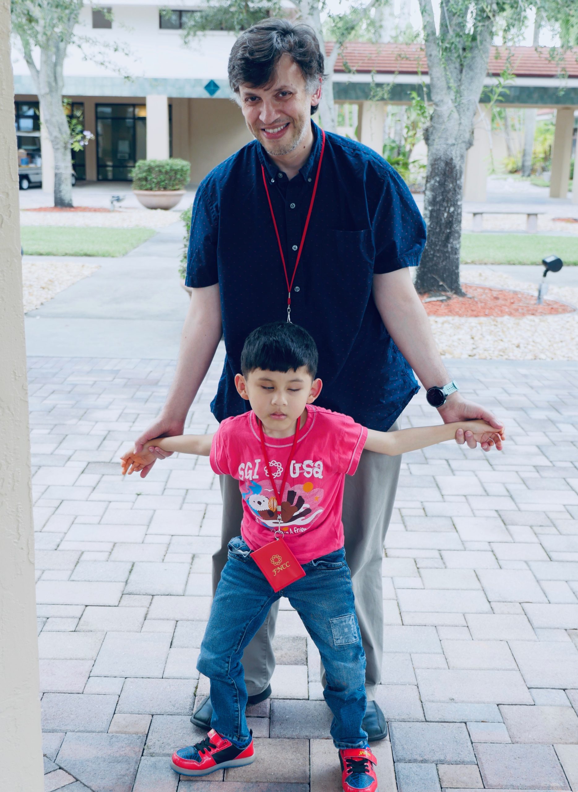 Alam Hasson with his son, Jason, at the SGI-USA Florida Nature & Culture Center, Weston, Fla., July 2019